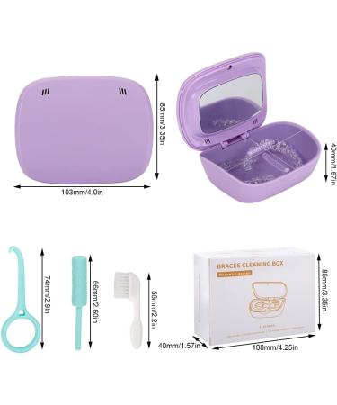 LdawyDE Retainer Case Denture Box with Mirror Dental Braces Boxs Fur Storage Immersion Cleaning Denture Hold Purple - Buy Online on GoSupps.com