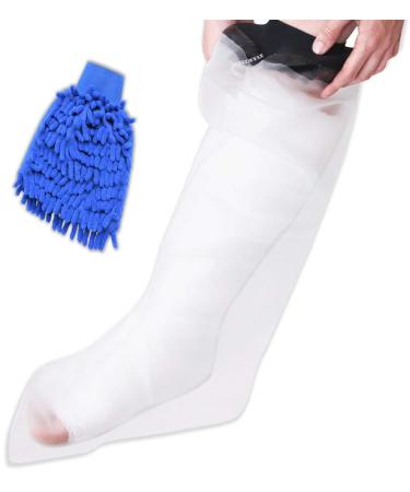 Waterproof Leg Protector for Cast and Bandage with a Hygiene Mitt - Adult Half-Leg Design for Shower or Bath by H2OGuard