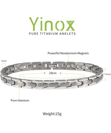 YINOX Magnetic Anklet | Pure Titanium | 23 Magnets | 24 cm | Perfect Gift for Men & Women - International Shipping - Buy Online on GoSupps.com