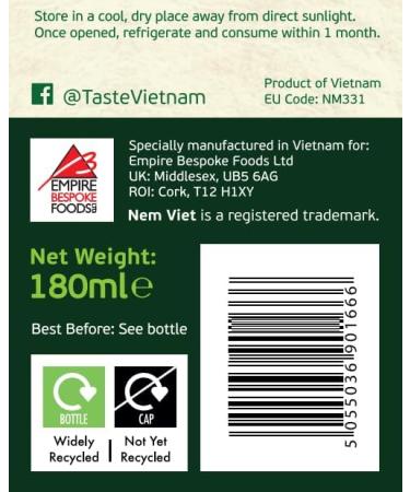 Nem Viet Vietnamese Dipping Sauce 180ml - Pack of 2 - Buy Online on GoSupps.com