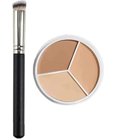 Tri-Color Concealer - Moisturizing & Long-lasting 3 Colors Concealer Contour Palette Cream Concealer Contour And Brighten 3 In 1 Conceals Dark Circles Blemish Waterproof Travel Size Makeup Pallet (A)