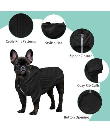 Meioro Black Dog Hoodie - Warm Sweater for Small & Medium Dogs | Stylish Winter Jacket for French Bulldogs - Buy Online on GoSupps.com