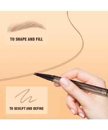 2 in 1 Eyebrow Pencil 4-Tip Eyebrow Pencil 3D Microblading Eyebrow Pencil Waterproof and Sweat-proof Long Lasting Natural Eyebrow Color - Buy Online on GoSupps.com