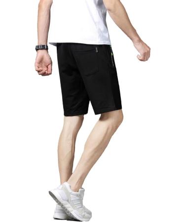 Tansozer Men's Sport Shorts with Zipper Pocket - Black | International Shipping Available - Buy Online on GoSupps.com