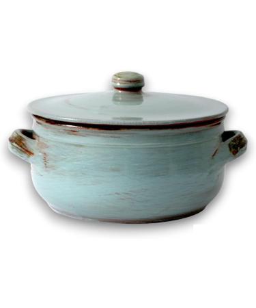 Col Terracotta Pan with Lid Artisan Saucepan Terre Antiche Turquoise Saucepan Diameter 27 cm Turquoise Ancient Lands 27 cm - Buy Online on GoSupps.com