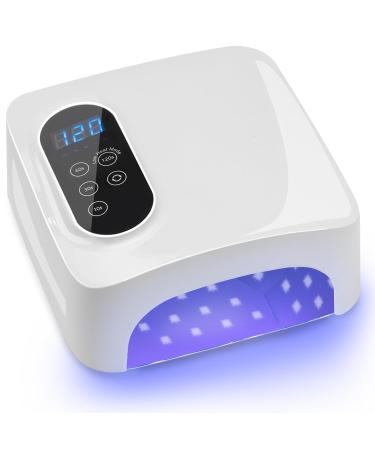 72W Cordless Led Nail Lamp Rechargeable Nail Dryer Portable Gel UV Led Nail Light with 4 Timer Setting Sensor Professional Gel Nail Lights Nail Art Manicure Tools for Home and Salon White