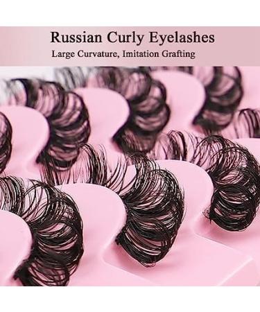 Riya Russian Strip False Eyelashes - 10 Pairs Natural Fluffy Wispy D Curly Reusable Faux Mink Lashes (002) - Buy Online on GoSupps.com