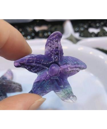 1pcs Natural Rainbow Fluorite Starfish Carved Quartz Crystal Starfish Stone Crystal Charms Women Jewelry Gift Full of Texture - Buy Online on GoSupps.com