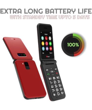 TTfone TT760 4G USB-C Mobile Phone for Elderly | Easy-to-Use Flip Folding Cell | Vodafone Pay as you go | Red with USB Cable - Buy Online on GoSupps.com