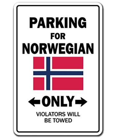 Parking for Norwegian ONLY Aluminum Sign Norway Flag National Pride Love | Indoor/Outdoor | 18" Tall