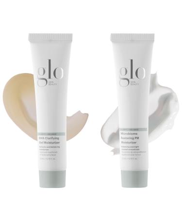 Glo Skin Beauty Clear Skin Hydration Duo Travel Size Skincare Set Includes BHA Clarifying Gel Moisturizer + Microbiome Restoring PM Moisturizer For Clear Skin On The Go