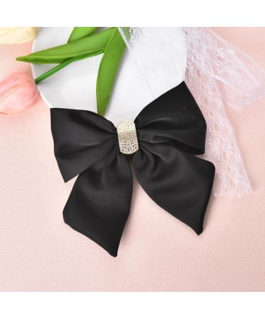 Black Bow Hair Clip for Women Girls Satin Hair Bow Clip for Girls French Barrette Hair Clip Hair Accessories for Women Girls Rhinestone Bow Hair Clips for Women Girls Ribbon Bowknot Hair Clip - Buy Online on GoSupps.com