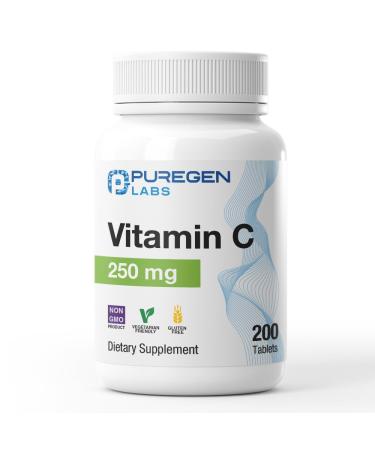 Puregen Labs Vitamin C 250 MG Supports a Healthy Immune System & Antioxidant Protection | Non-GMO | Gluten Free - 200 Tablets 1