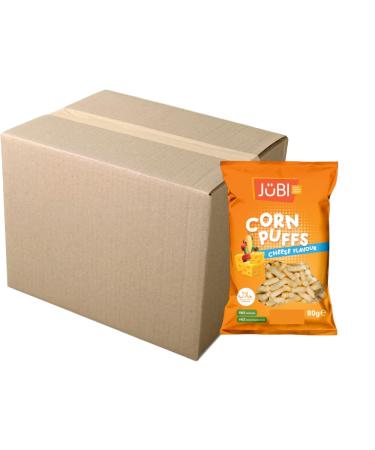 Jubi Corn Puffs Halal Certified No MSG No Preservatives Crisps Bag + FabFinds Mug (Cheese 6 Pack) Cheese 80.00 g (Pack of 6)