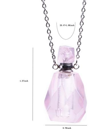 YGLINE Rose Quartz Essential Oil Diffuser Pendant Necklace | Natural Healing Stone Jewelry for Aromatherapy - Buy Online on GoSupps.com