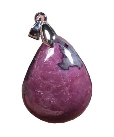 Natural Ruby Zoisite Pendant Red Green Rare Ruby Zoisite Crystal Stone For Women Man Luck Gift love Wealth 25x20x9mm water droplets Beads Silver Jewelry AAAA