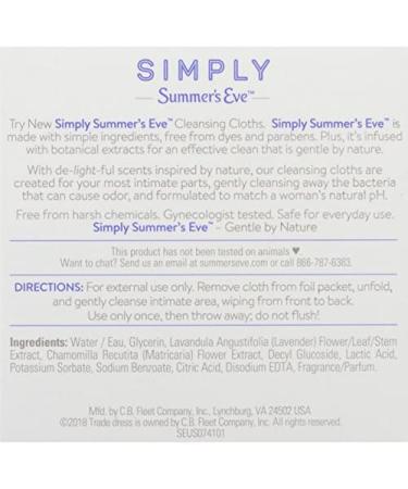 Summer's Eve Simply Cloths 14 Pack: pH Balanced, Chemical-Free, White Lavender and Chamomile, 3 Count cloths (Pack of 3) - Buy Online on GoSupps.com
