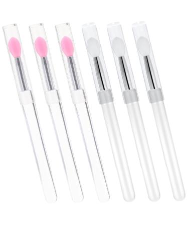 6pcs Silicone Lip Brush with Lid Cosmetic Lipstick Brush Eyeshadow Makeup Brush Eyeshadow Dustproof Lip Portable Lipstick Makeup Tools