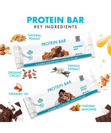 Yes You Can! Rocky Road Protein Bars - Healthy Snacks for Adults & Kids | Low Calorie & Gluten Free - 7 Bars - Buy Online on GoSupps.com