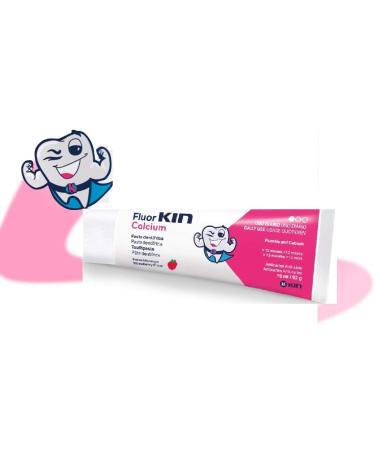 Fluor Kin Strawberry Toothpaste for Kids 75ml - Calcium & Fluoride - Best Children's Dental Care - Buy Online on GoSupps.com