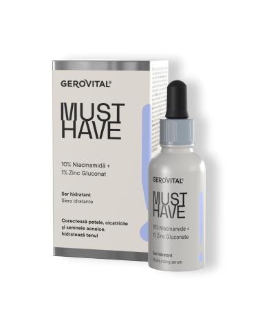S rum hydratant pour le visage avec 10% de Niacinamide et 1% de Gluconate de Zinc - R duit les imperfections les pores et les signes d'acn peau lumineuse et hydrat e Gerovital Must Have 30 ml
