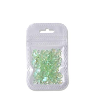 Worparsen Nail Faux Diamond Resin Mother of Pearl Heart Shaped Manicure Decor DIY Paste Easy Green