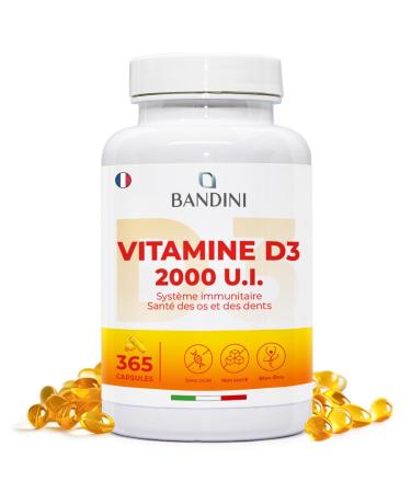 Bandini® Vitamin D3 2000 IU 365 Capsules (1 Year) | Vitamin D 50µg with Extra Virgin Olive Oil for Optimal Absorption | Dietary Supplement for Bone, Muscular, Immune Functions