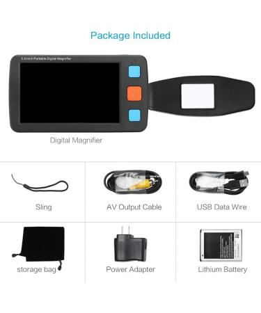 5 Portable Digital Magnifier Handheld Electronic Low Vision Reading Aid - LCD Display, 4-32X Zoom, Multiple Color Mode - Black - Buy Online on GoSupps.com