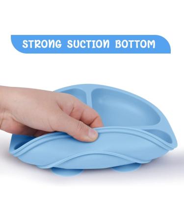 Vicloon Silicone Suction Baby Plates - Non-Slip Self Feeding Divided Plate Set for Toddlers | 2Pcs | Fits Most Highchairs Trays | Grey Blue/Green - Buy Online on GoSupps.com