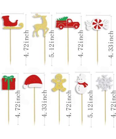 18Pcs Christmas Cupcake Toppers Glitter Christmas Toothpick Flags Christmas Theme Party Cake Toppers Picks for Christmas Cake Decoration Supplies - Buy Online on GoSupps.com