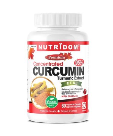 Nutridom Turmeric Curcumin 400 mg 95% Curcuminoid Supplements for Joint Inflammation Non-GMO Vegan Gluten Soy & Dairy Free Vegetarian Capsules (60 count)