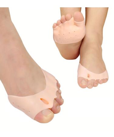 Toe Separators for Bunion Correction, Metatarsal Pads Ball of Foot Cushions-Toe Straightener Soft Gel Ball of Foot Pads(Nude)