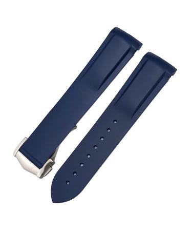 MURVE 20mm curved rubber strap suitable for Omega Speedmaster Moonwatch Seamaster 300 AT150 strap blue Golden Buckle