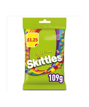 Skittles Chewy Crazy Sour Sweets Fruit Flavoured Treat Bag 109g (Box of 14)