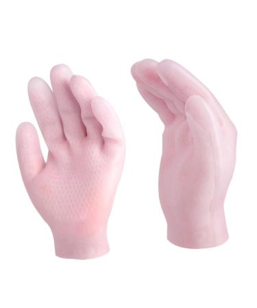 Ipetboom 1pair Moisturizing Gloves Silicone Socks Aging Hands Gloves Gel Gloves Dry Hand Grooming Gloves Dead Skin Moisturizing Repairing Gloves Sebs Pink Girl Women's Headgear 21.5x13cm