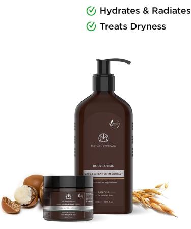 The Man Company Body Lotion - Oats & Wheat Germ Extract & Daily Moisturising Cream - Vitamin E & Shea Butter24 Hour Moisturisationmakes Skin Soft & Suppleabsorbs Quicklysls & Paraben-Free - Buy Online on GoSupps.com
