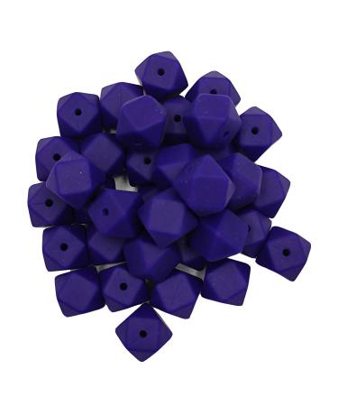 50pcs Navy Blue Color 14mm Silicone Hexagon Pearl Beads Silicone Geometry Spacer Beads for DIY Beading Mom Jewelry Necklace Making