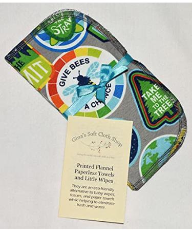 Reusable Kids Lunchbox Napkins 5 Pack - 1 Ply Save the Earth Print - 8x8 inches - Little Wipes (R) Flannel - Buy Online on GoSupps.com