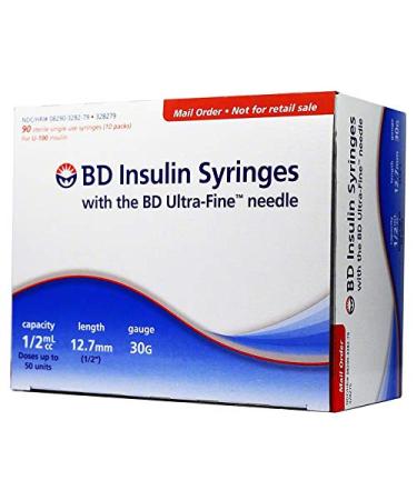 BD Ultra-Fine Insulin Syringes 30G 1/2 cc 1/2 inch 90/bx