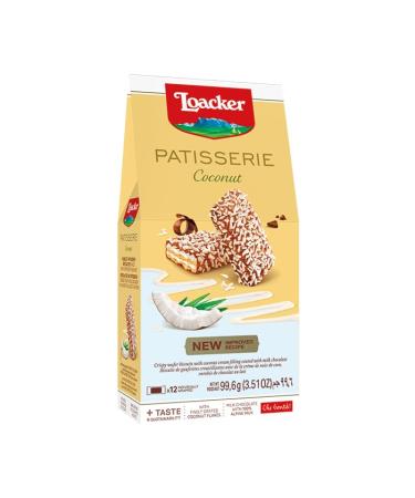 Loacker Loacker Coconut Pastry Box of 3 x 99.6g wafers filled with coconut cream topped with milk chocolate and coconut flakes Non-GMO sweet treats