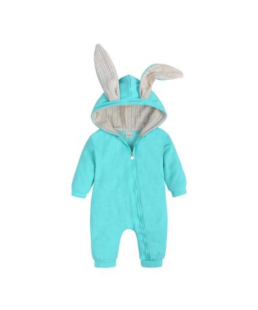 Kids Tales Newborn Baby Winter Warm Outfits Cute Rabbit Ear Hooded Zipper Romper 3-6 Months #01 Color 01