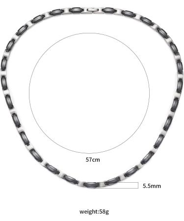 ENERCOPPEX 316L Stainless Steel & Ceramics Magnet Therapy Necklace for Arthritis - 27 Metal Germanium Elements - Unisex Health Jewelry 54cm/21in - Buy Online on GoSupps.com