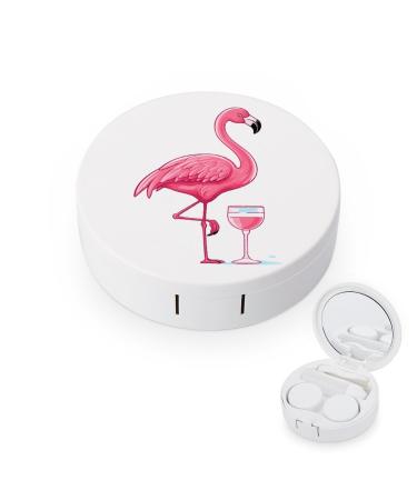Flamingo Drinking Contact Lens Travel Kit Portable Cute Contact Box with Mirror for Daily Outdoor