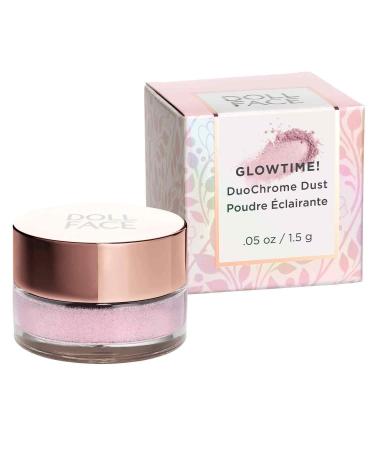 Doll Face Highlighter Makeup  Glowtime! DuoChrome Dust  Holographic Illuminator Loose Powder  Feather-Light Eye  Face & Body Shimmer Make Up (Pink Moon)