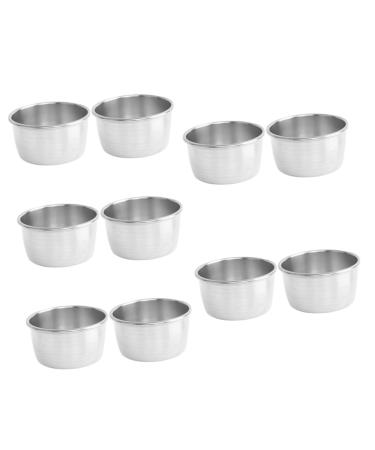 OUNONA 10 Pcs Steak Sauce Cups Seasoning Dishes BBQ Sauce Bowls Stainless Ramekins Dipping Sauce Cups Salsa Bowls Ramekin Cups Indoor BBQ Household Products Salad Dressing Stainless Steel 5.5X5.5CMx5pcs Silverx5pcs