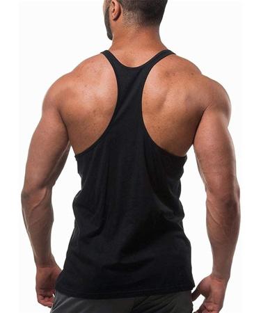 YeeHoo Men's Gym Stringer Tank Top Sleeveless Fitness Bodybuilding Tee - Black | Large - Buy Online on GoSupps.com
