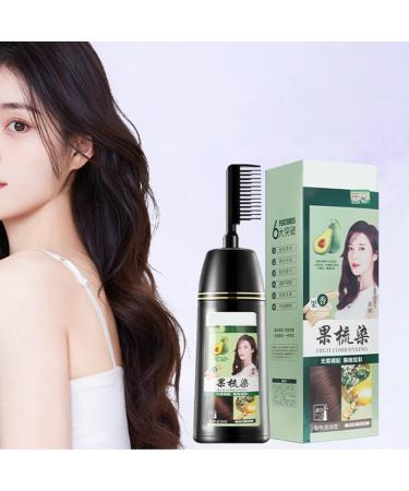 2 in 1 Floral Hair Dye with Comb Plant-Based Comb Hair Dye Fruit Essence Hair Dyeing Comb Plant Bubble Hair Dye Shampoo (Chestnut) - Buy Online on GoSupps.com