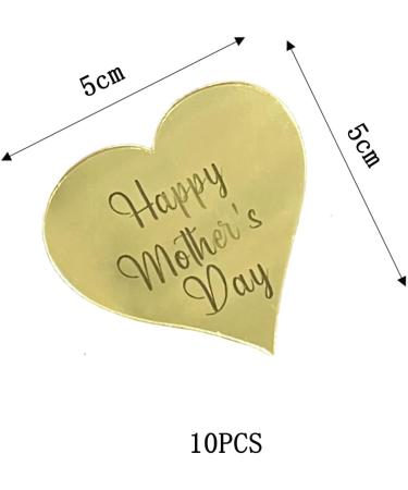 10pcs Happy Mother's Day Cake Topper Gold Acrylic Cupcake Decorating for Mother's Day Party Cake Decoration - Buy Online on GoSupps.com