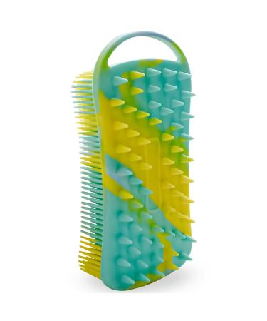 Silicone Body Scrubber Soft Body Brush for Use in Shower Gentle Exfoliating Loofah Silicone Scalp Massager 2 in 1 Bath and Shampoo Brush for Women Men Lathers Well Easy to Clean (Camouflage Green)