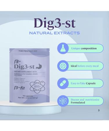 B-FIT Digestive Herbal Supplement - Ginger Root, Turmeric, Fennel and Cuachalalate - 100% Natural Formula for Easy Digestion & Stomach Comfort - Use Before Meals - 60 Capsules - Buy Online on GoSupps.com
